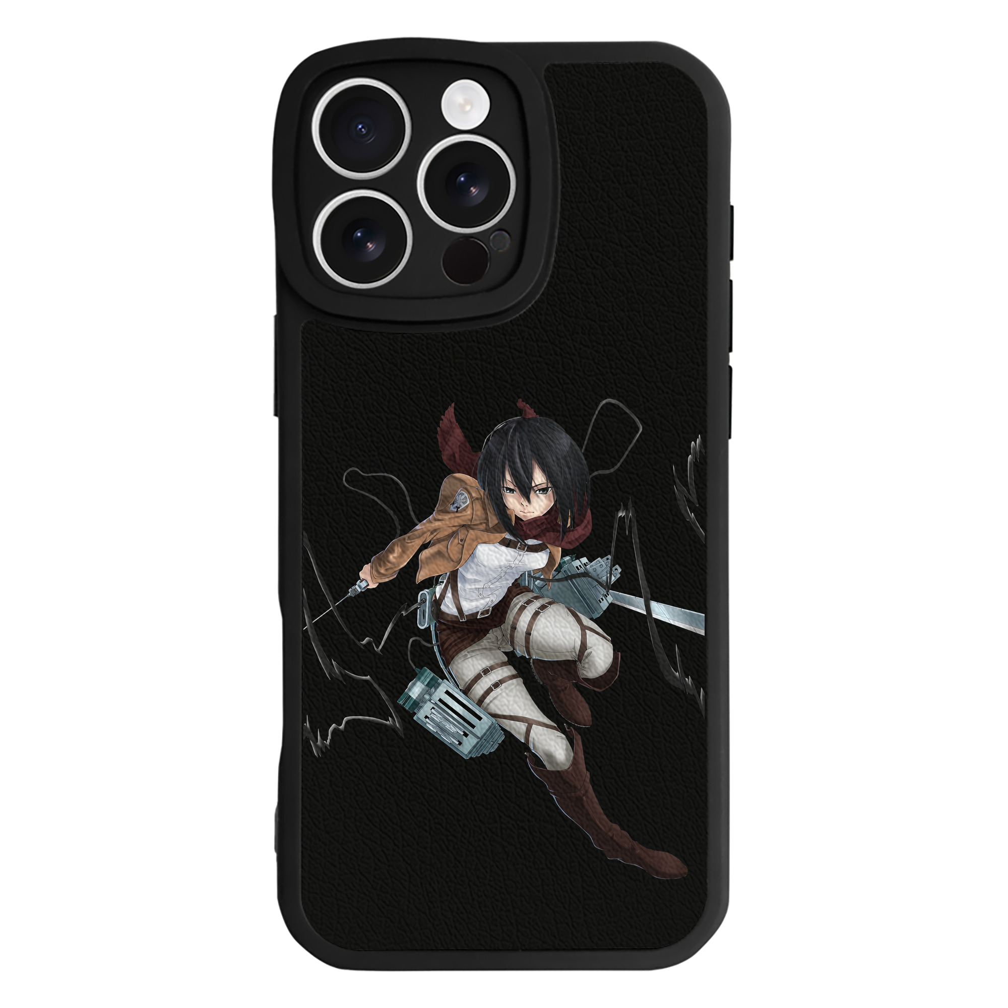 （画像用） 進撃の巨人 ミカサ·アッカーマン Attack on Titan Mikasa Ackerman 【iPhone 16シリーズ対応】シリコンスマホケース（レザー調） 材質：シリコン